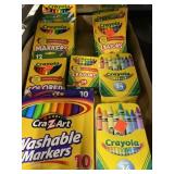 12 boxes CRAYOLA Crayons, Markers, Pencils.