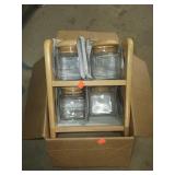 Counter Top Wood Stand W/ 4 Glass Jars W/ Lids