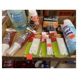 Misc lot. Hand sanitizer. Air fresh. Batteries.