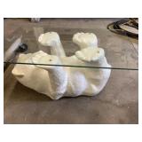 Bear Coffee Table Glass Top approx 31 x 17 inches