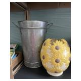 Galvanized tall bucket & Daisy Vase.