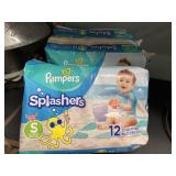 3 pkgs Pampers Splashers. 12/ pkg.  size Small.