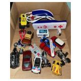 Mixed lot. Die Cast toys. Wii controller.