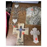 Wall decor.  Crosses & Angel.