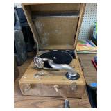 Vintage Crank Powered Portable Record Player.