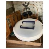 Miscellaneous Lot includes Lamp Basket and wooden