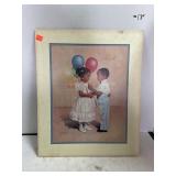 Vintage Painting of Children - approx. 17 in. x