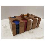 Vintage Poker Chip Set & Holder