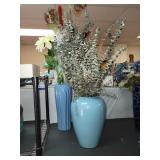 2 Large Vases Filled W/ Artificial Flowers