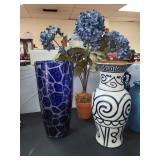 2 Large Beautiful Vases & 1 Artificial Flower