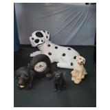 Lot of Ceramic Dogs & Dog Clock