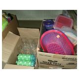 2 Boxes of Kitchen Items/ Glasses/ Plastic