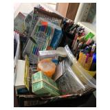 Huge Flat Misc Office Supplies w/pens, markers,