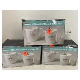3 - 2 pc sets Ceramic cream & sugar sets.