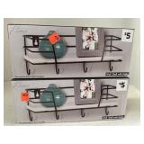2 wall shelves w/ hooks.
