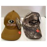 2 baseball style hats.  Mossy Oak & Chevrolet.