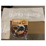 Thanksgiving Lot. Two Table Runners and a Wreath