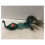 Peacock w/ real feathers.  13in long.