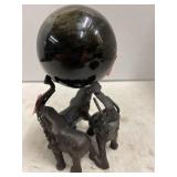 Heavy metal (brass?) Trio of Elephants holding