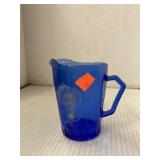 Blue Glass Shirley Temple Milk Pitcher