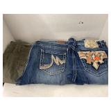 2 pair Jeans and pair of Green Khakis. Sizes 8 to