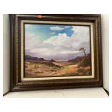 Framed Southwestern Painting on Canvas. 21x25 in