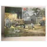 Metal Sign Farmall Tractor Scene. Approximately