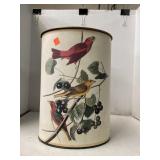 Bird Print Wastebasket.  14 in tall