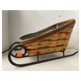 1997 Longaberger Sleigh Basket w/Metal Holder and