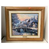 Thomas Kinkade Winter Scene Print.  19 x 17 in