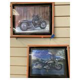 Two Framed Shimmer Motorcycle Pictures   16 x20