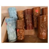 Flat of Tall Drink Cups. 2 Mermaids, 2 Tiki and