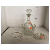 Glass Decanter, Bowl and Six Coasters
