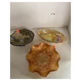 Two pieces of Lustre Glassware and One Piece