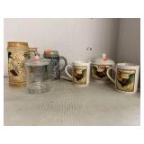 Miscellaneous Glassware Lot Rooster Cups and