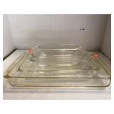 4 pieces ofGlass Bakeware. Two are Pyrex