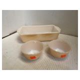 Fire-KingLoafPan and Two Small Tart Dishes