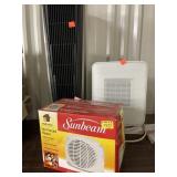 3 heaters. LASKO. Sunbeam.