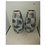 2 Cnt Mirrored Mosaic Vases Approx 16 Inches Tall