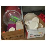 2 Large Boxes of Plastic Storage Containers