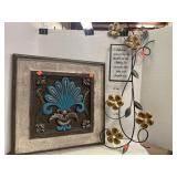 2 pc Wall Art  Plaster (?)  18in square / Metal