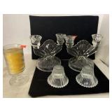 5 Candle Holders. Double clear are vintage.