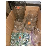 5 Vases & vase filler.
