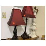 3 lamps. Metal & porcelain. (Glass). 18in, 22in &