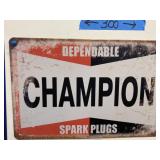 Champion Spark Plugs. Metal Sign.  8x12.