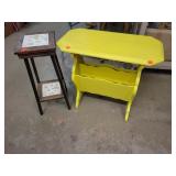 2 Cnt Wood Tables/ Yellow One has Magazine