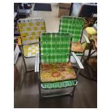 3 Cnt Webbed Lawn Chairs/ 2 Have Extra Cushions