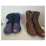 Q Cnt Ladies Boots Blue Pair Sz 8 Brown Pair Sz