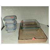 Lot of Glass Storage Dishes 3 have Snap on Lids
