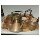 Flat of Copper Tea Pots/ Vntg Jars & Pyrex